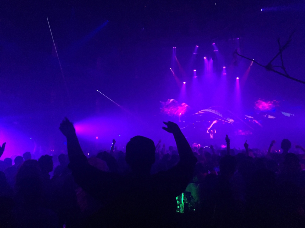 Stage performance with dramatic lighting